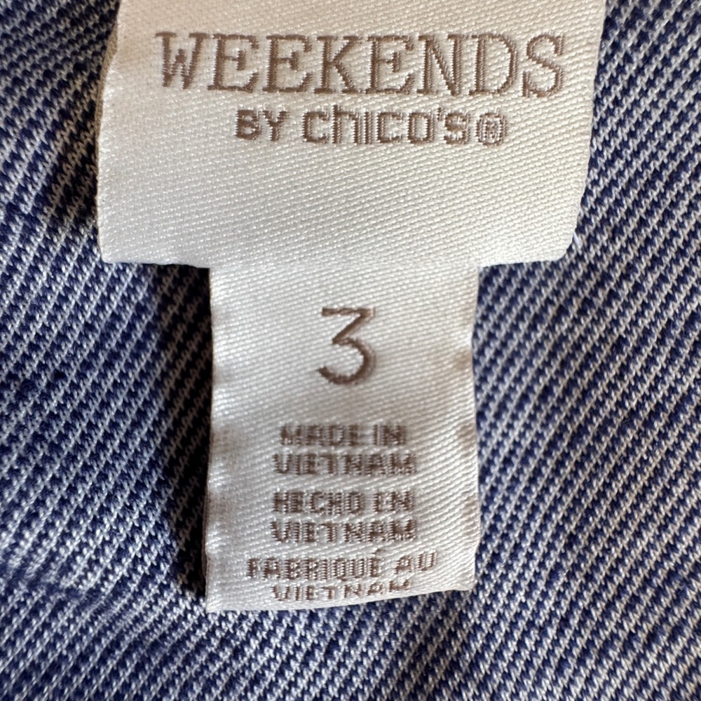 Weekends by Chicos Blue Space Dye Zip Up Hoodie Jacket Size 3 - Picture 5 of 7